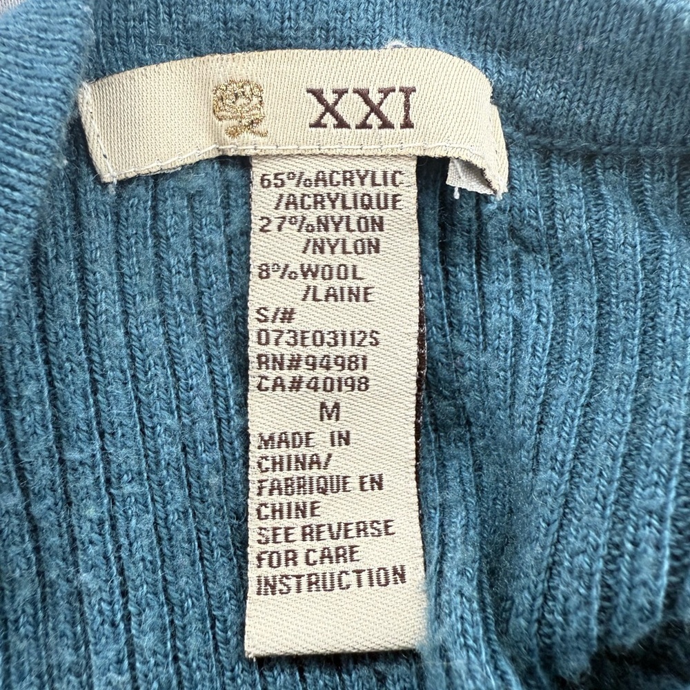 🦋Y2k XXI Striped Knit Sweater - Teal/White - Size M🦋 - Picture 7 of 8
